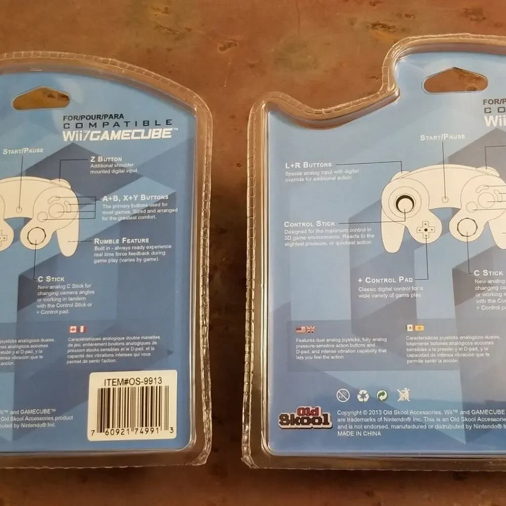2 Gamecube Controllers - Black (NEW) - Nintendo - Old Skool